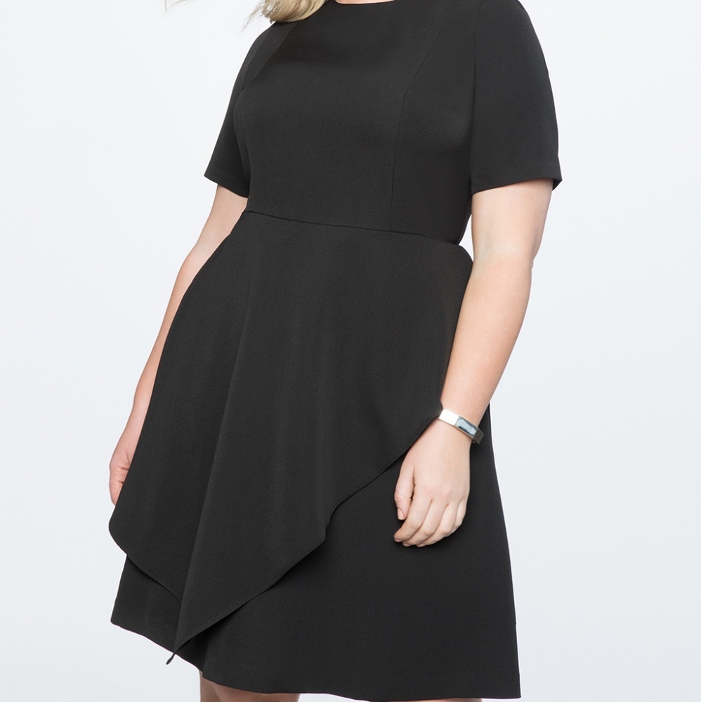 Eloquii Short Sleeve Dress with Skirt Overlay